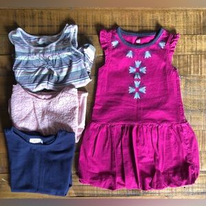 Lot of 2T baby girl | 1 dress 3 short sleeved shirts